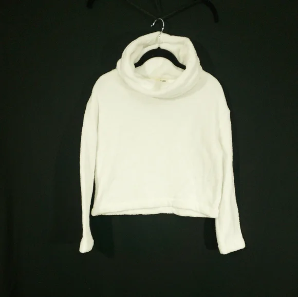 Fluffy white cowl neck sweater - Picture 1 of 2